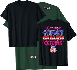 Proud US Coast Guard Cousin US Flag Dog Tag Military Family T-Shirt - T-Shirt | Forest