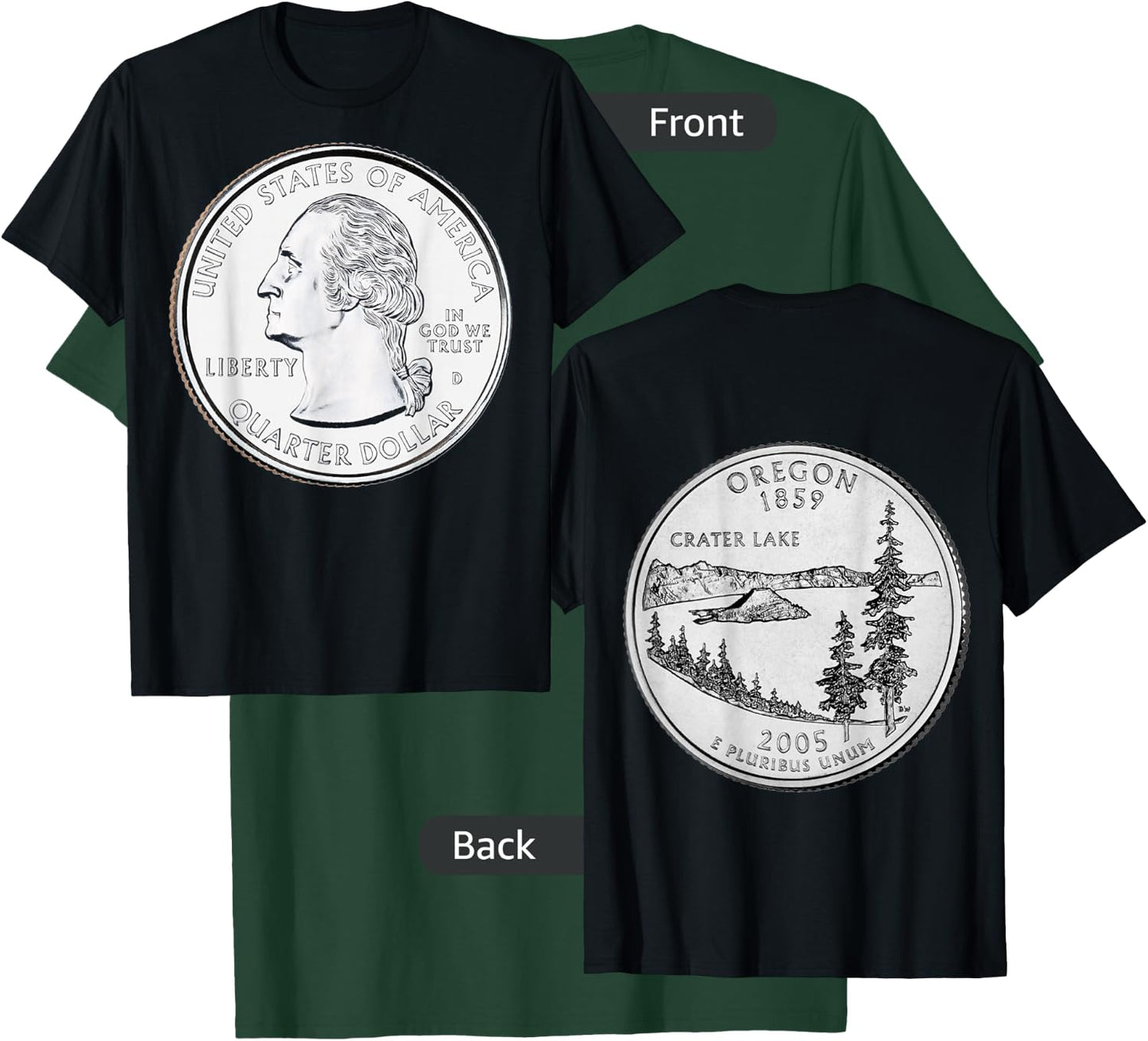 Oregon USA Quarter Dollar America United States T-Shirt - T-Shirt | Forest