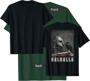 Valhalla Odin Thor Runes Helmet Warrior Backprint Viking T-Shirt - T-Shirt | Forest