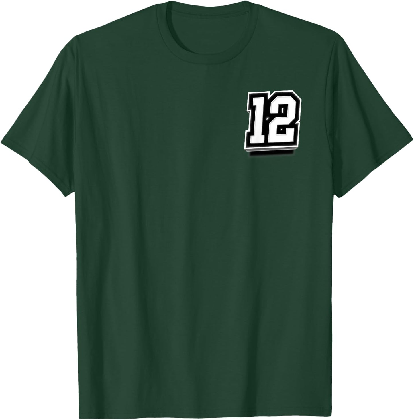 Number 12 Sports Team Fan Minimalist T-Shirt - T-Shirt | Forest