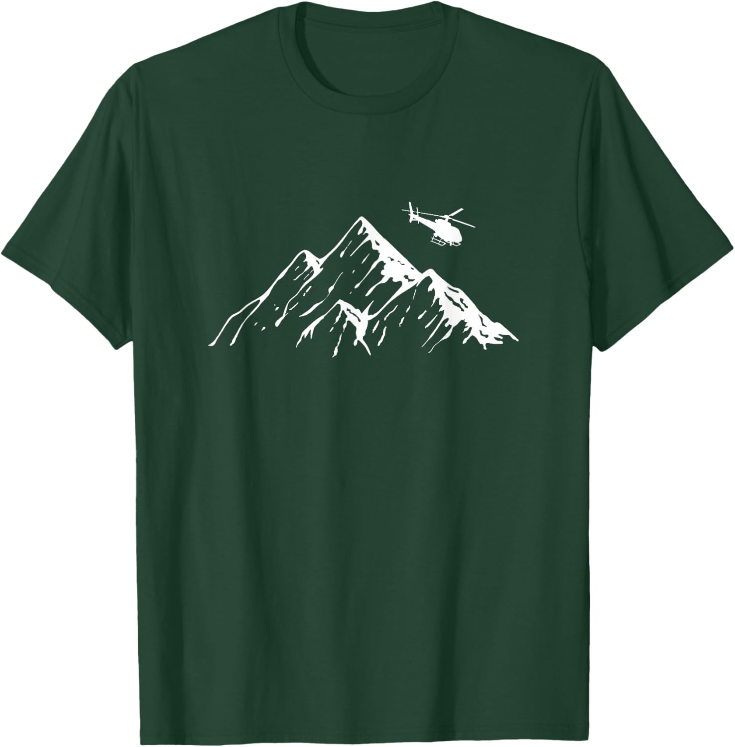 Helicopter Mountains Heli Copter Pilot Aviation Flight T-Shirt - T-Shirt | Forest