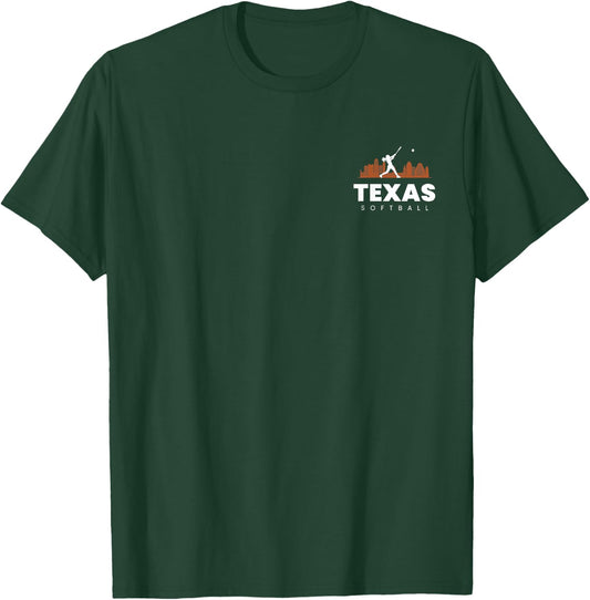 Texas Softball Vintage Minimalist City Retro Softball Lover T-Shirt - T-Shirt | Forest