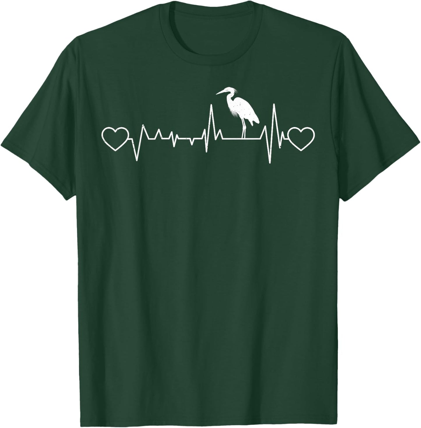 Heron Heartbeat - Men Women Blue Heron Lover EKG Pulse Gifts T-Shirt - T-Shirt | Forest