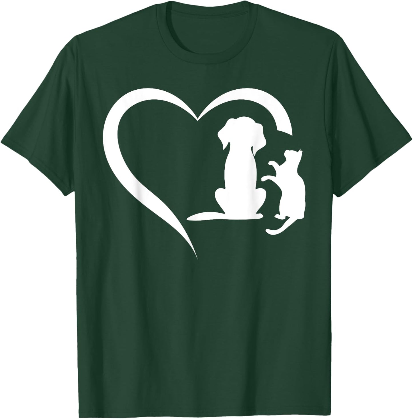 Dog Puppy and Baby Cat Heart Animal Dog & Cat Heart T-Shirt - T-Shirt | Forest