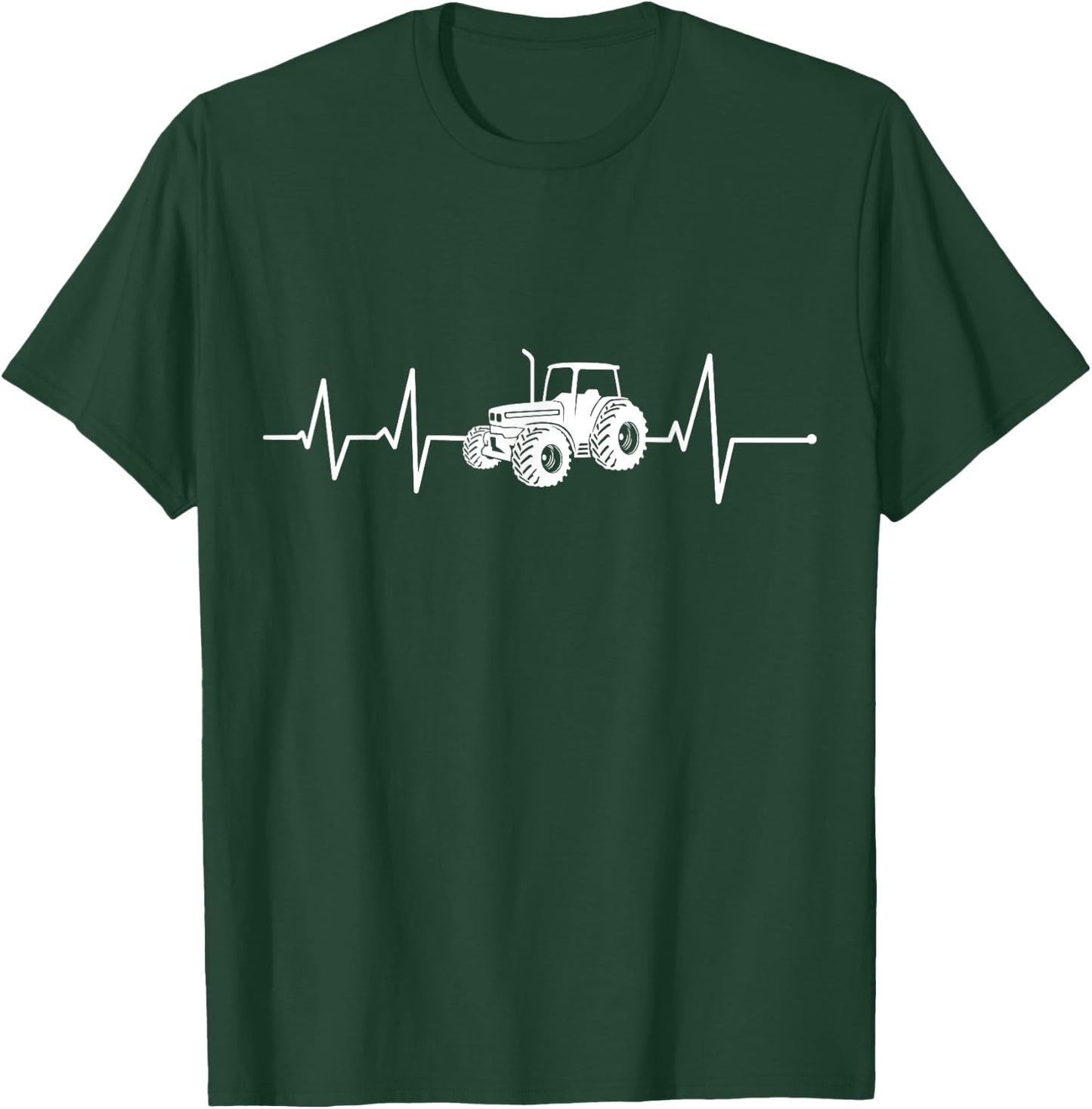 Heartbeat Tractor ECG Farmer Gift Tractors T-Shirt - T-Shirt | Forest