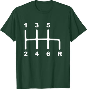 6 Speed Manual Transmission Shift Pattern Car T-Shirt - T-Shirt | Forest