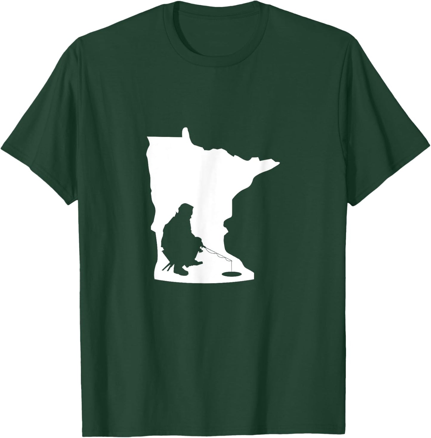 Minnesota MN State Map Ice Fishing T-Shirt - T-Shirt | Forest