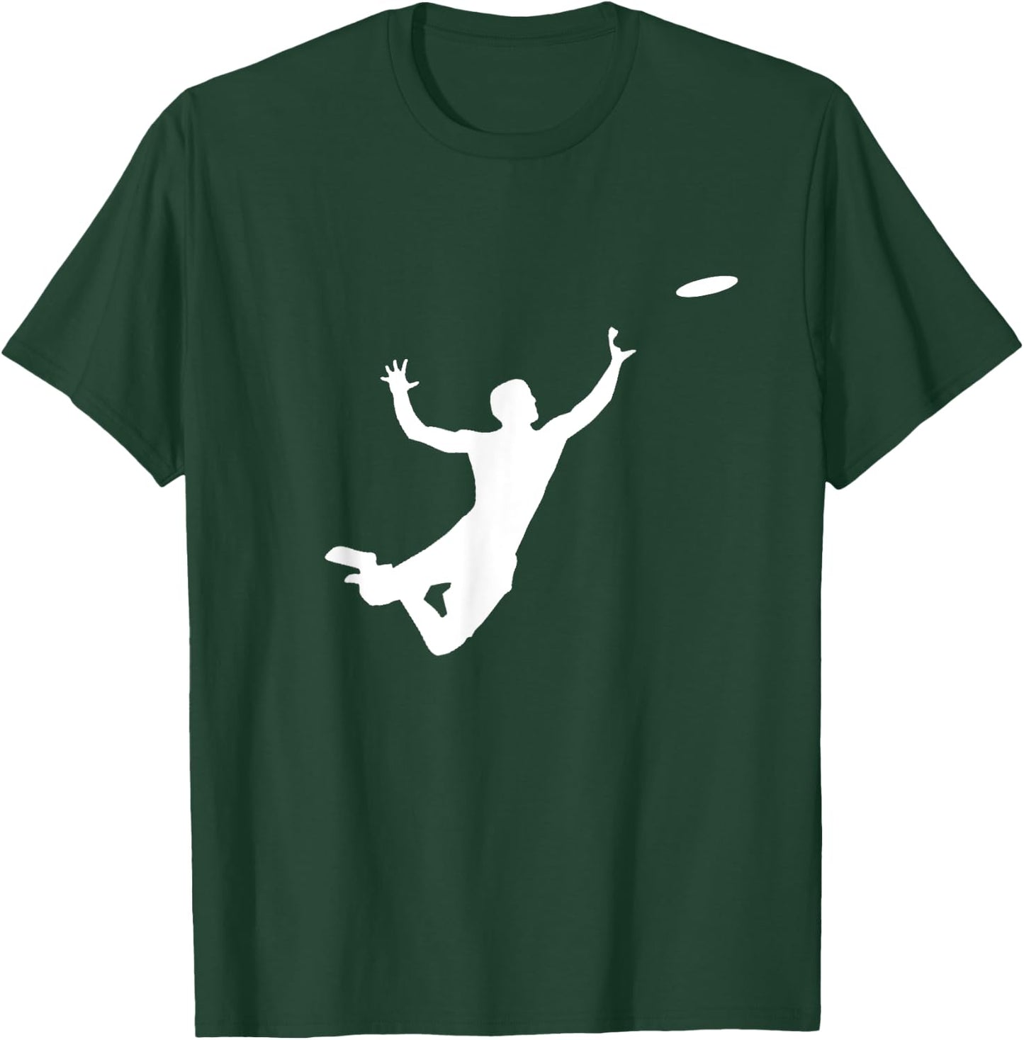 Ultimate Frisbee Silhouette | Frisbee Jumping Catch T-Shirt - T-Shirt | Forest