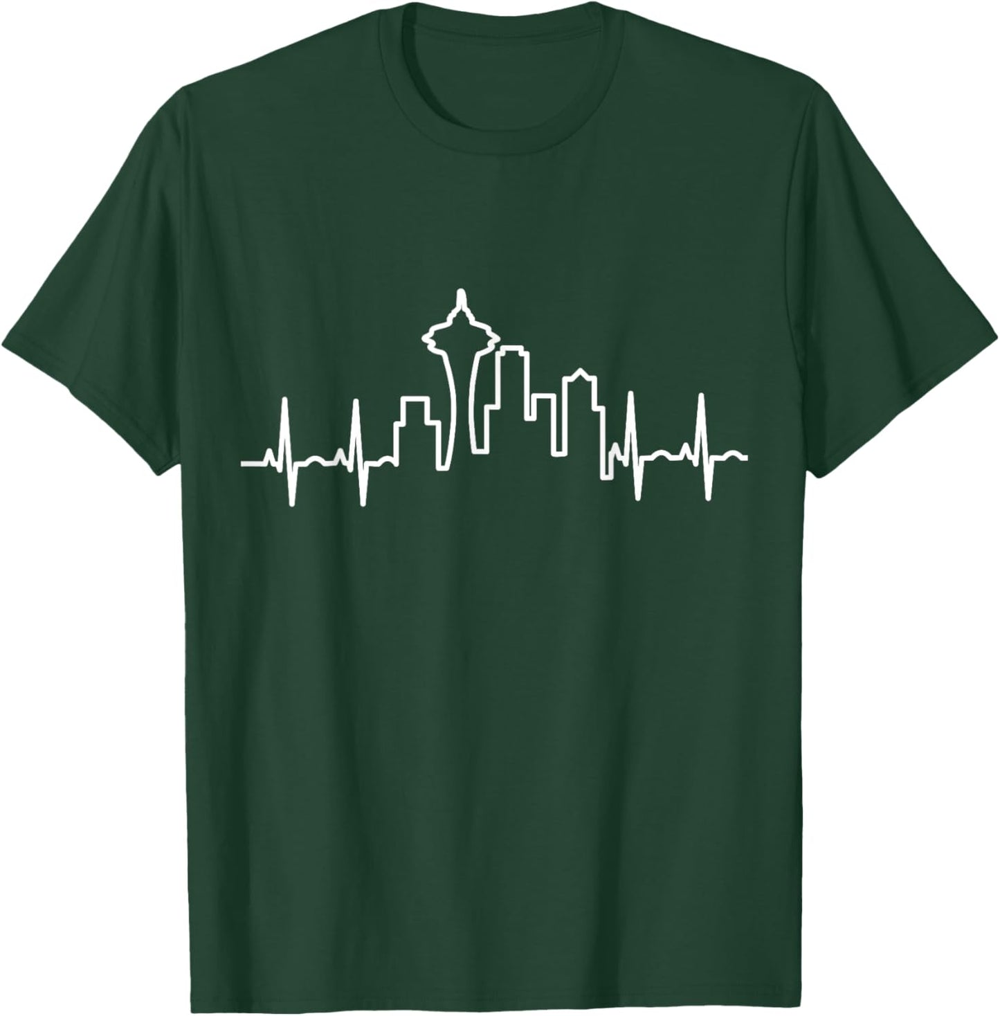 Skyline Heartbeat Seattle - Emerald Jet City T-Shirt - T-Shirt | Forest