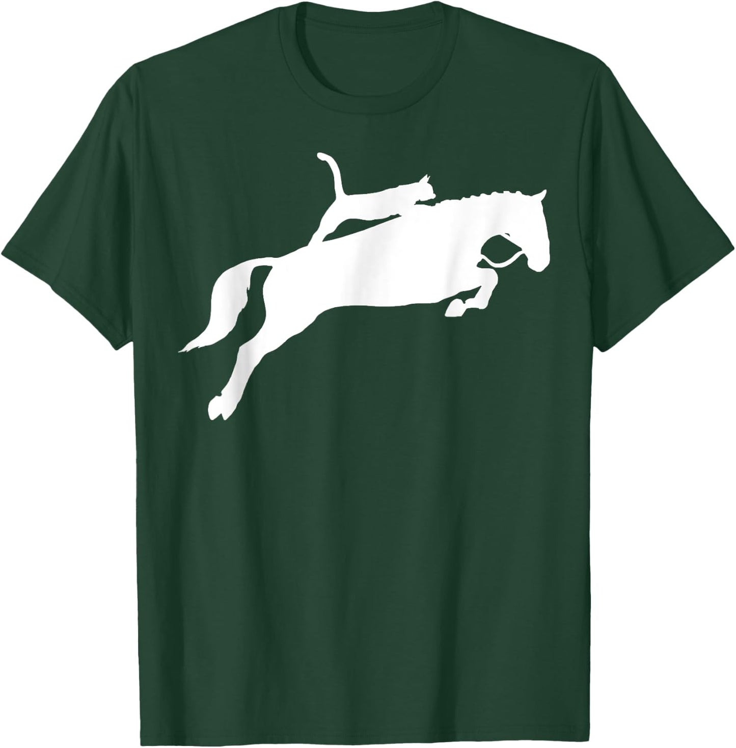 Horseback Riding Cat Funny Cat Horse Gift Men Women T-Shirt - T-Shirt | Forest