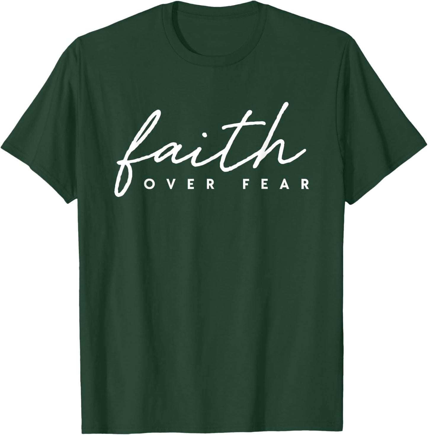 Faith Over Fear Jesus Christian God Faith Cross Lion Gift T-Shirt - T-Shirt | Forest