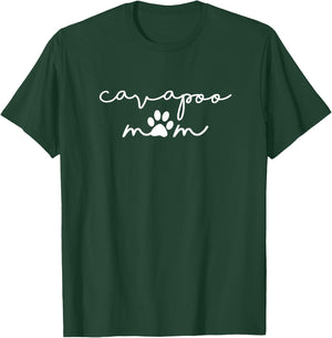 Cavapoo Mom with Dog Pawprint for Human Fur Mama T-Shirt - T-Shirt | Forest