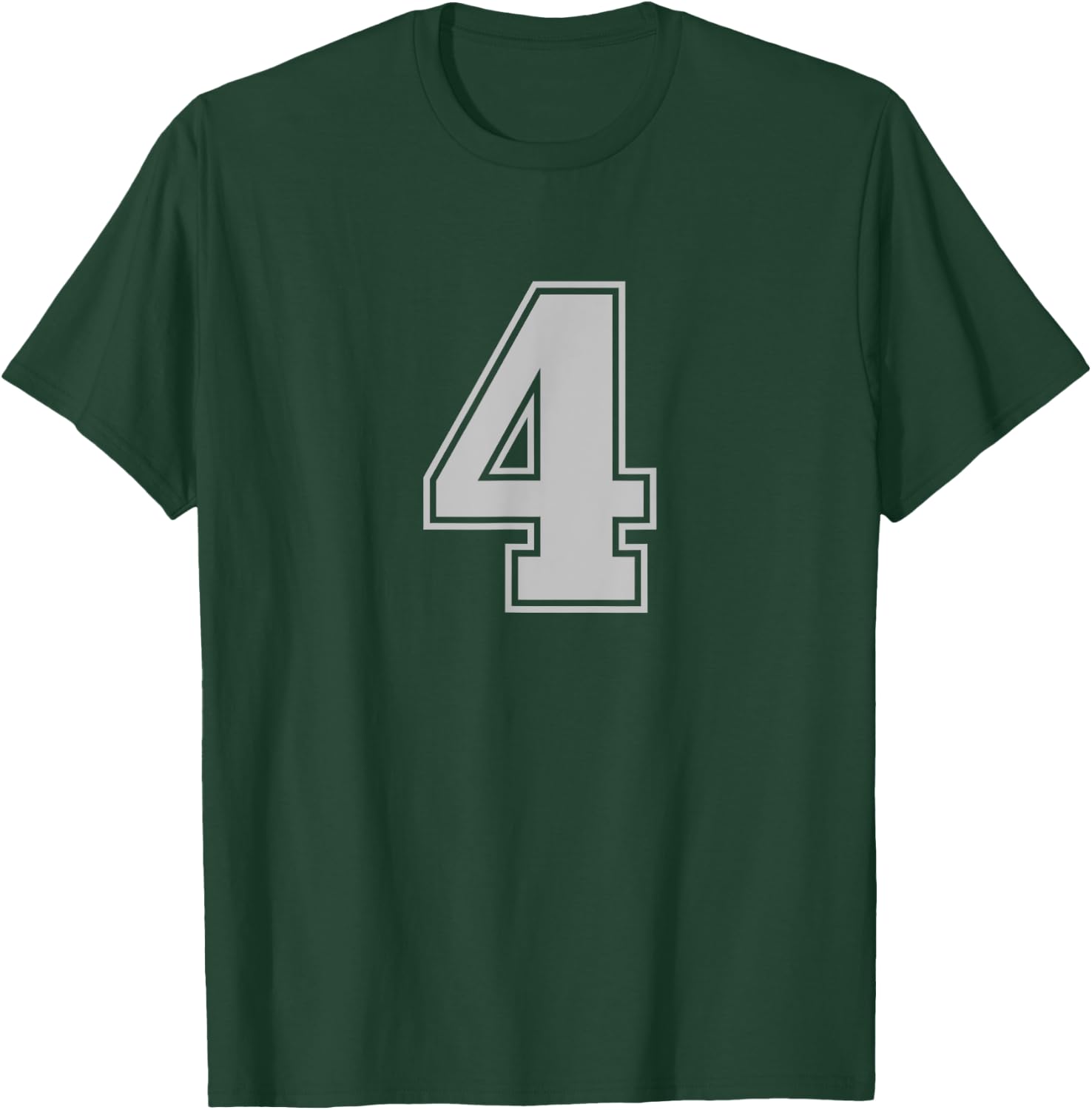 Number #4 Silver Sports Fan Jersey Number T-Shirt - T-Shirt | Forest