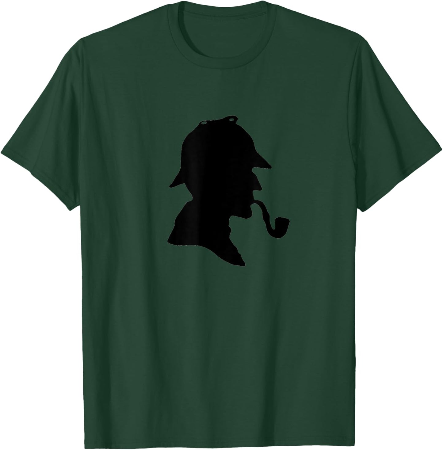 Famous Sherlock Holmes detective silhouette hat pipe book T-Shirt - T-Shirt | Forest