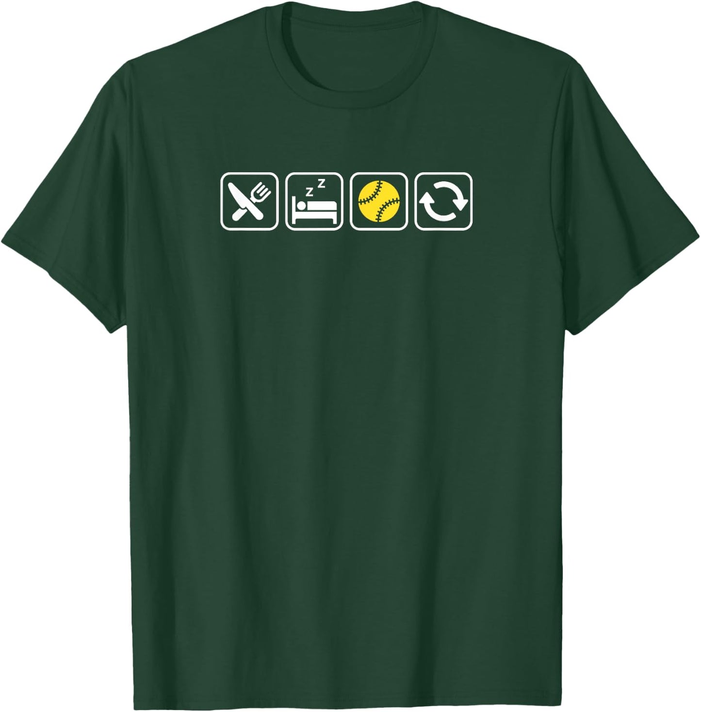 Eat Sleep Baseball Repeat | Funny Apparel Baseball Lovers T-Shirt - T-Shirt | Forest
