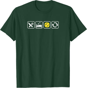 Eat Sleep Baseball Repeat | Funny Apparel Baseball Lovers T-Shirt - T-Shirt | Forest