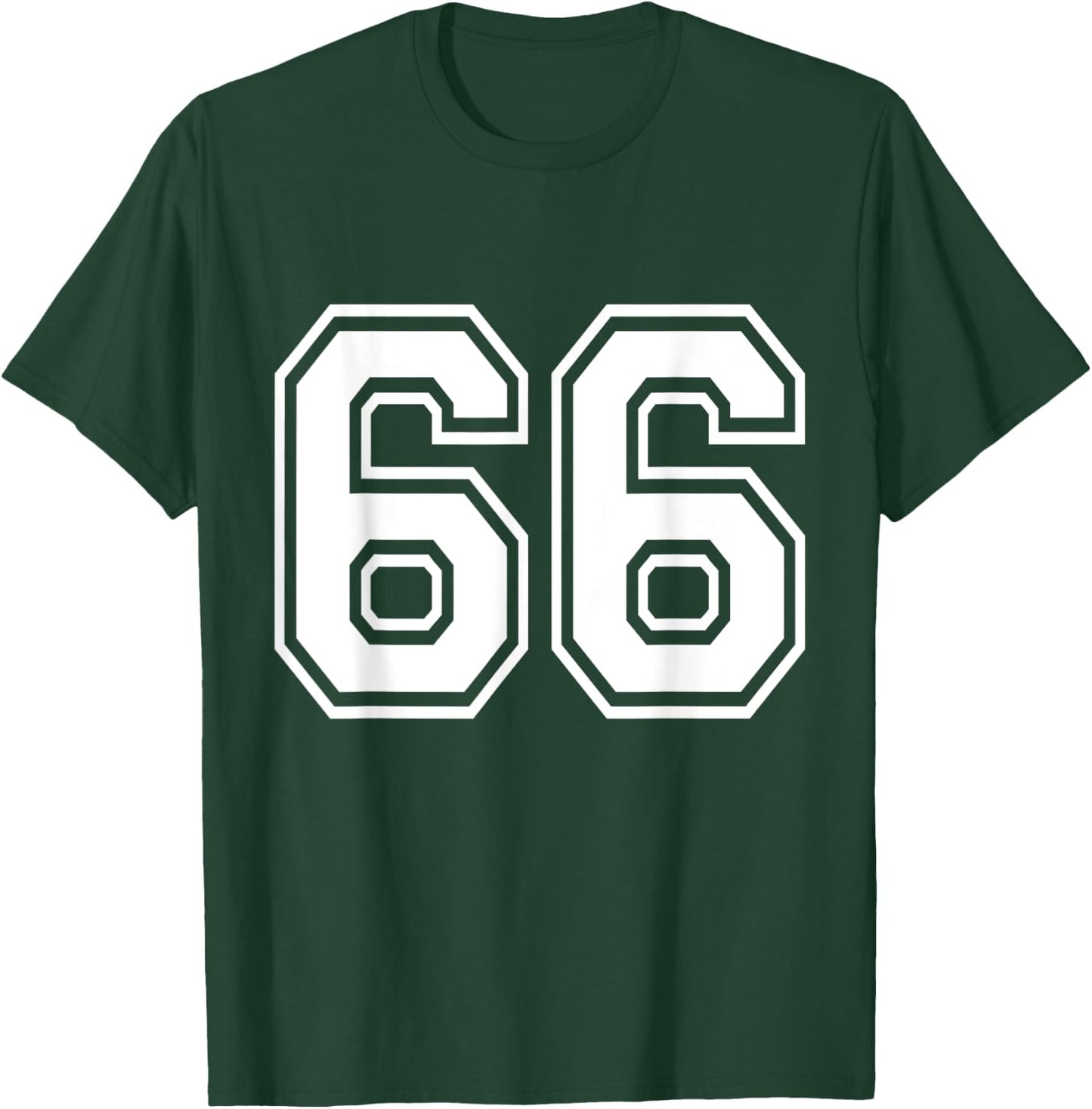 Number 66 Front + Back Varsity Sports Team 66th Birthday T-Shirt - T-Shirt | Forest