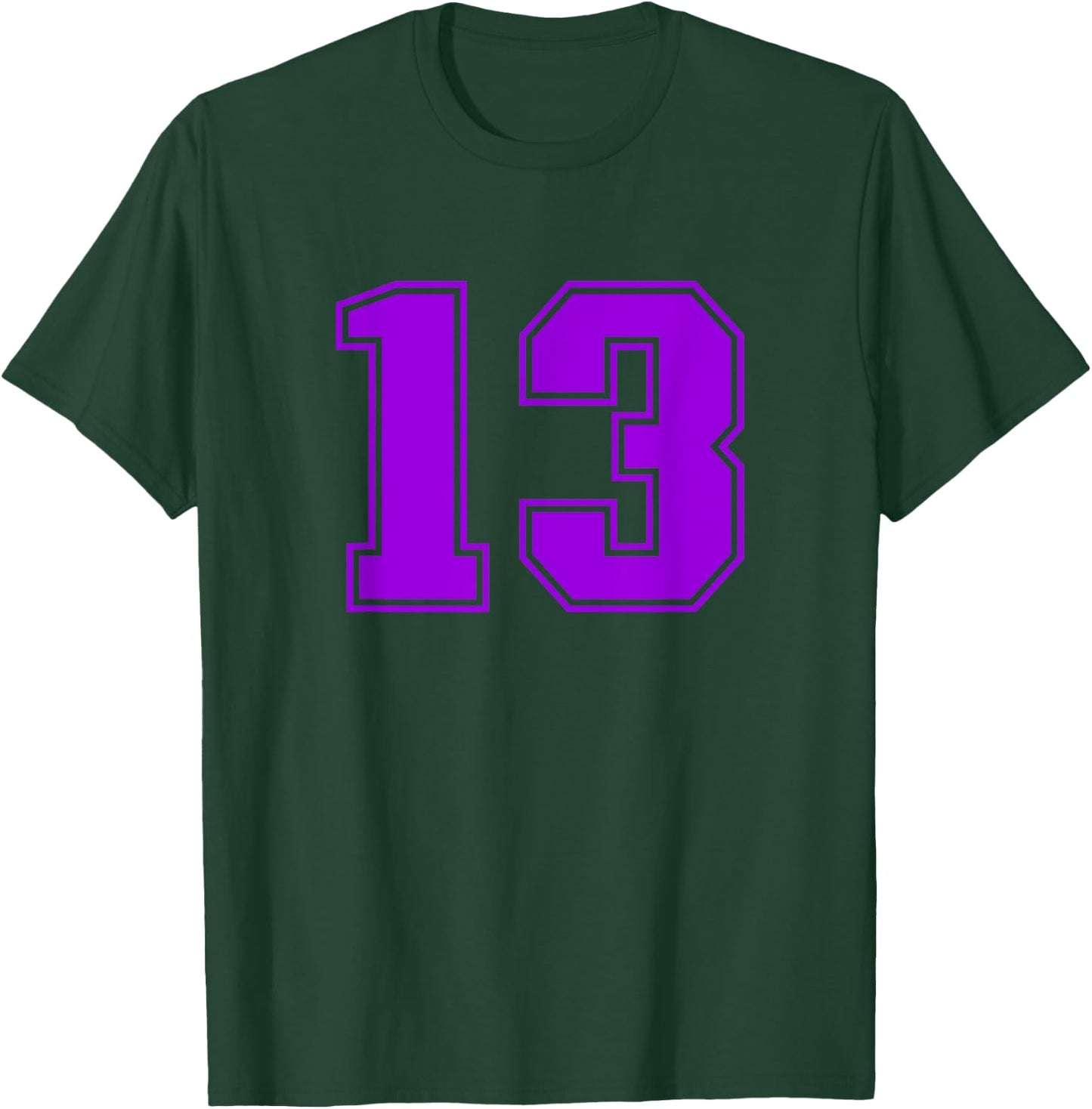 Number #13 Purple Sports Fan Jersey Number T-Shirt - T-Shirt | Forest