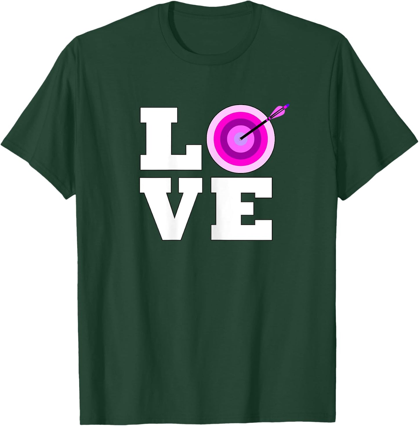 Girls Pink Archery LOVE Bow and Arrow Target Bullseye T-Shirt - T-Shirt | Forest