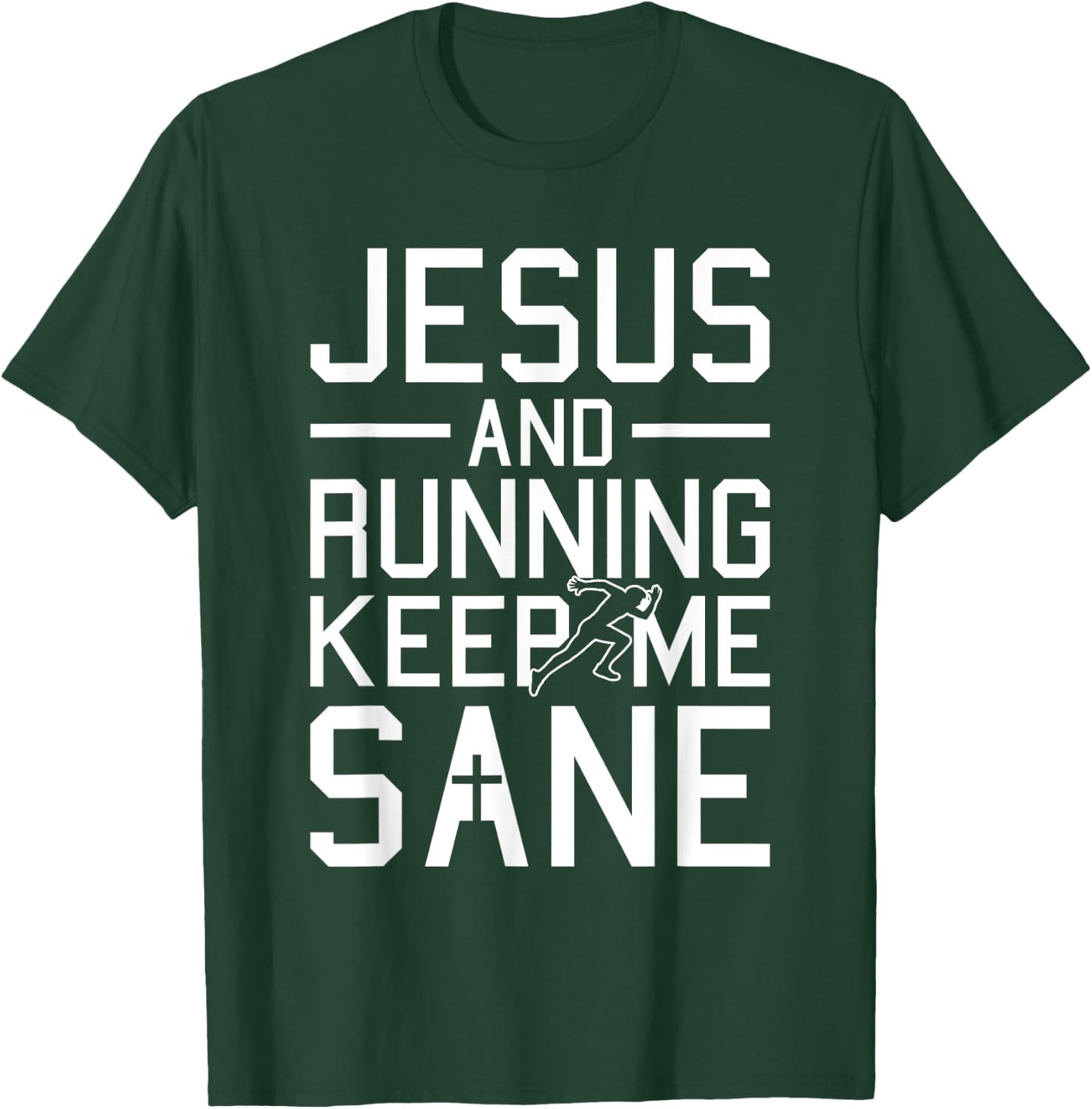 Jesus And Running Christmas Religious Faith Christian Runner T-Shirt - T-Shirt | Forest