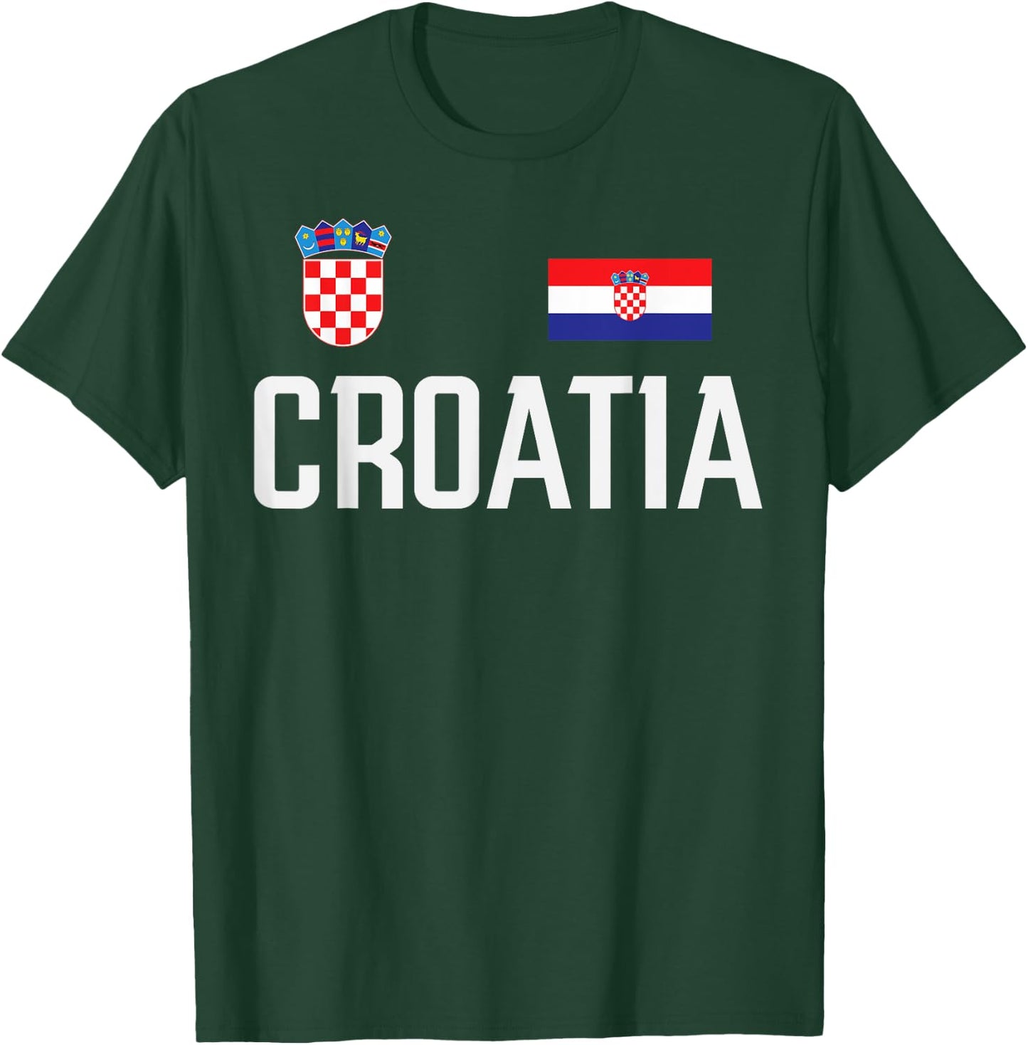 Croatia Flag Croatian Football Soccer Fan Men Women Kids T-Shirt - T-Shirt | Forest