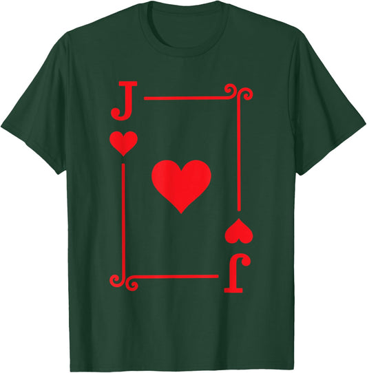Playing Card Costume & Gifts - Jack Card Hearts Suit - Black - Small - -Adult - Short Sleeve - Classic Fit T-Shirt - T-Shirt | Forest