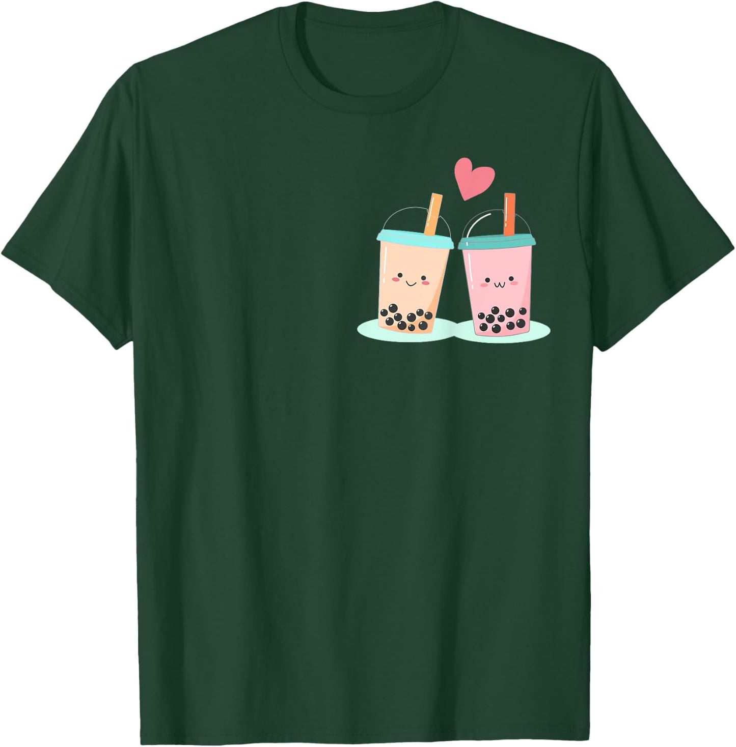 Cute Kawaii Couple Bubble Boba Milk Tea Lover Girl T-Shirt - T-Shirt | Forest