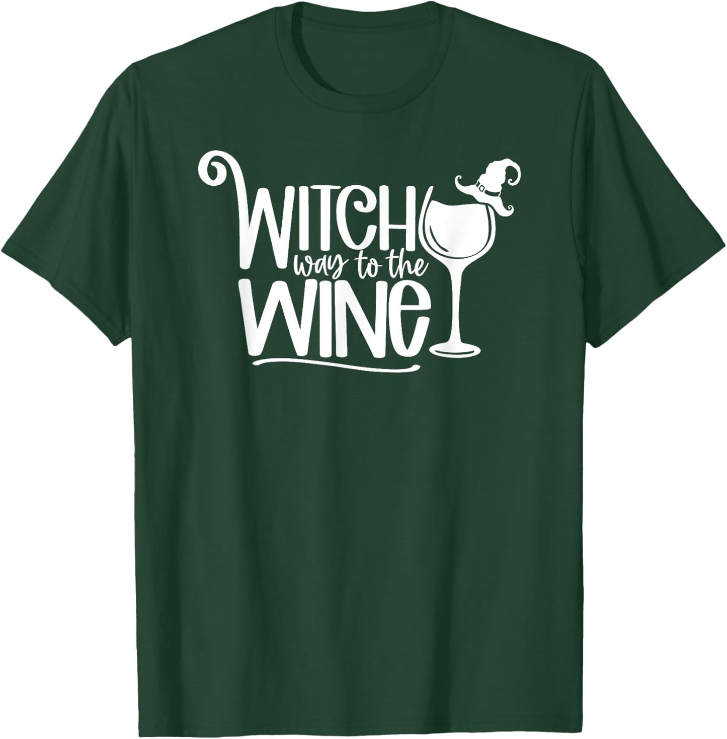 Witch Way To The Wine Funny Halloween Wine Lover T-Shirt - T-Shirt | Forest