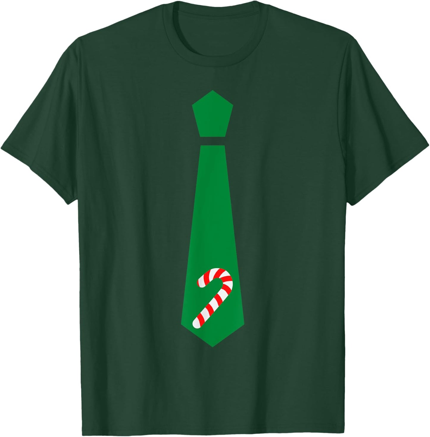 Funny Christmas Tie Candy Cane Graphic Minimalist T-Shirt - T-Shirt | Forest