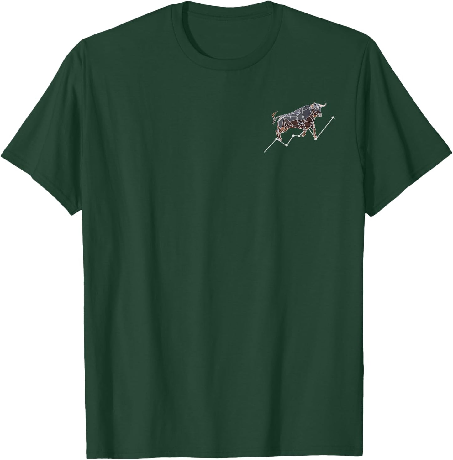 Geometric Bull Stock Market Minimalist T-Shirt - T-Shirt | Forest