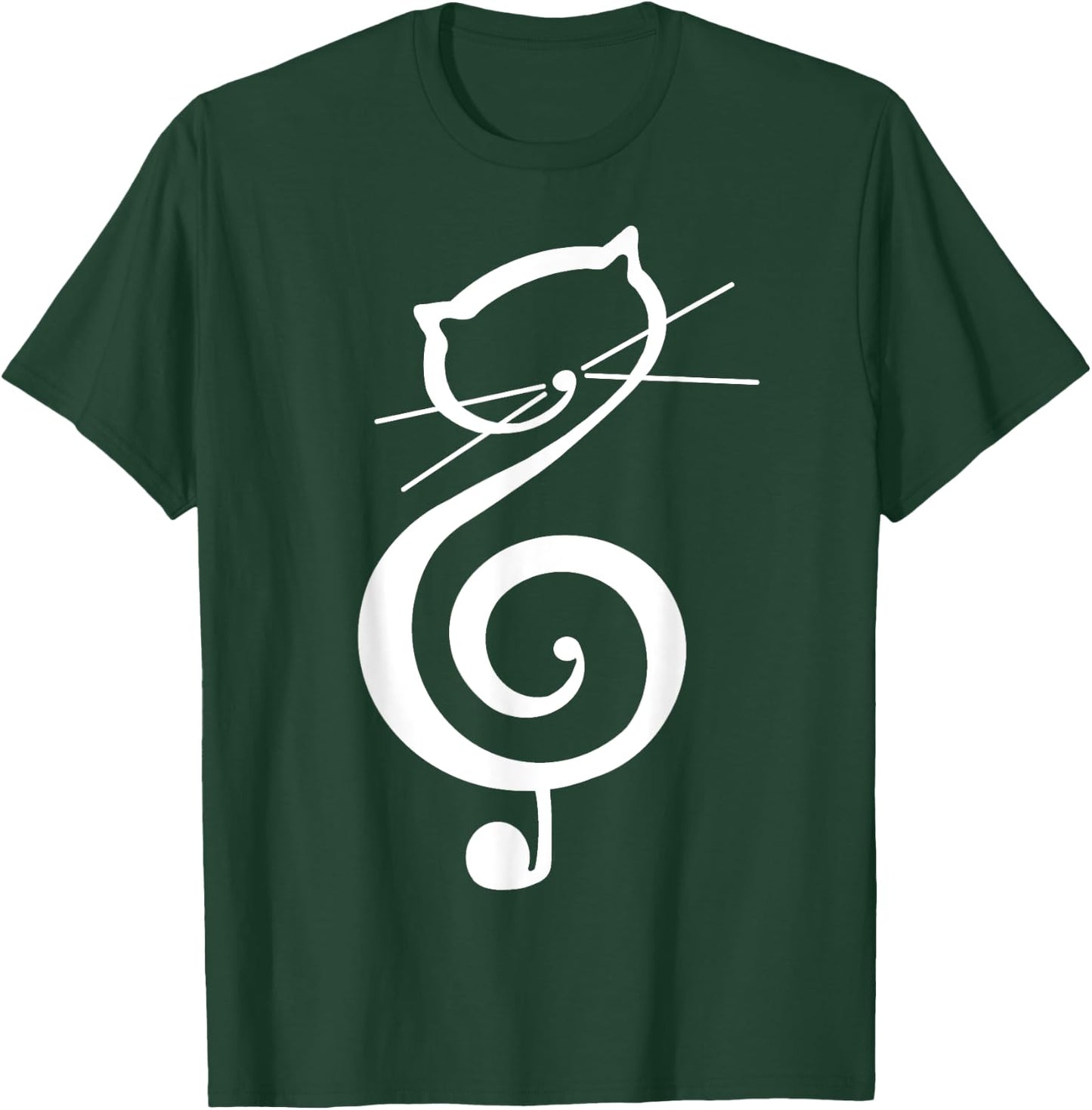 Cat Kitty Treble Music Clef Funny Cat Music Notes Women Men T-Shirt - T-Shirt | Forest