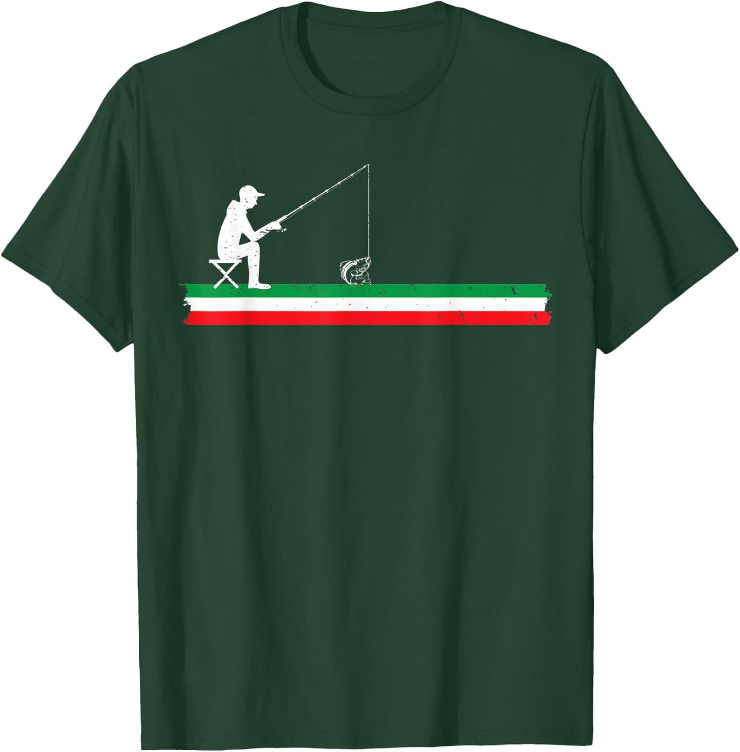 Proud Italian Fisherman Italy Flag Italian Walleye Fishing T-Shirt - T-Shirt | Forest