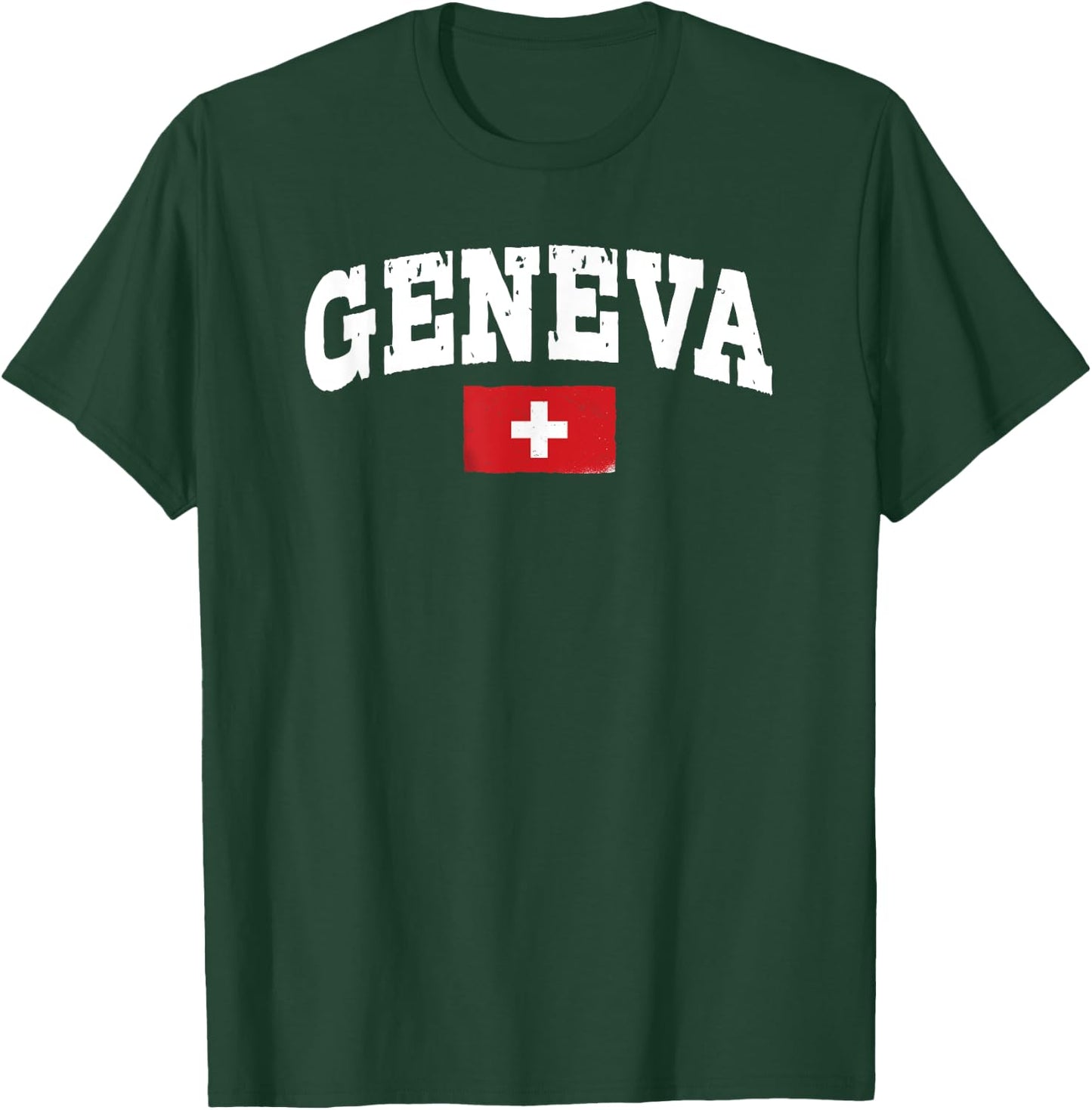 Geneva Swiss Flag Wear Lake Geneva Switzerland T-Shirt - T-Shirt | Forest