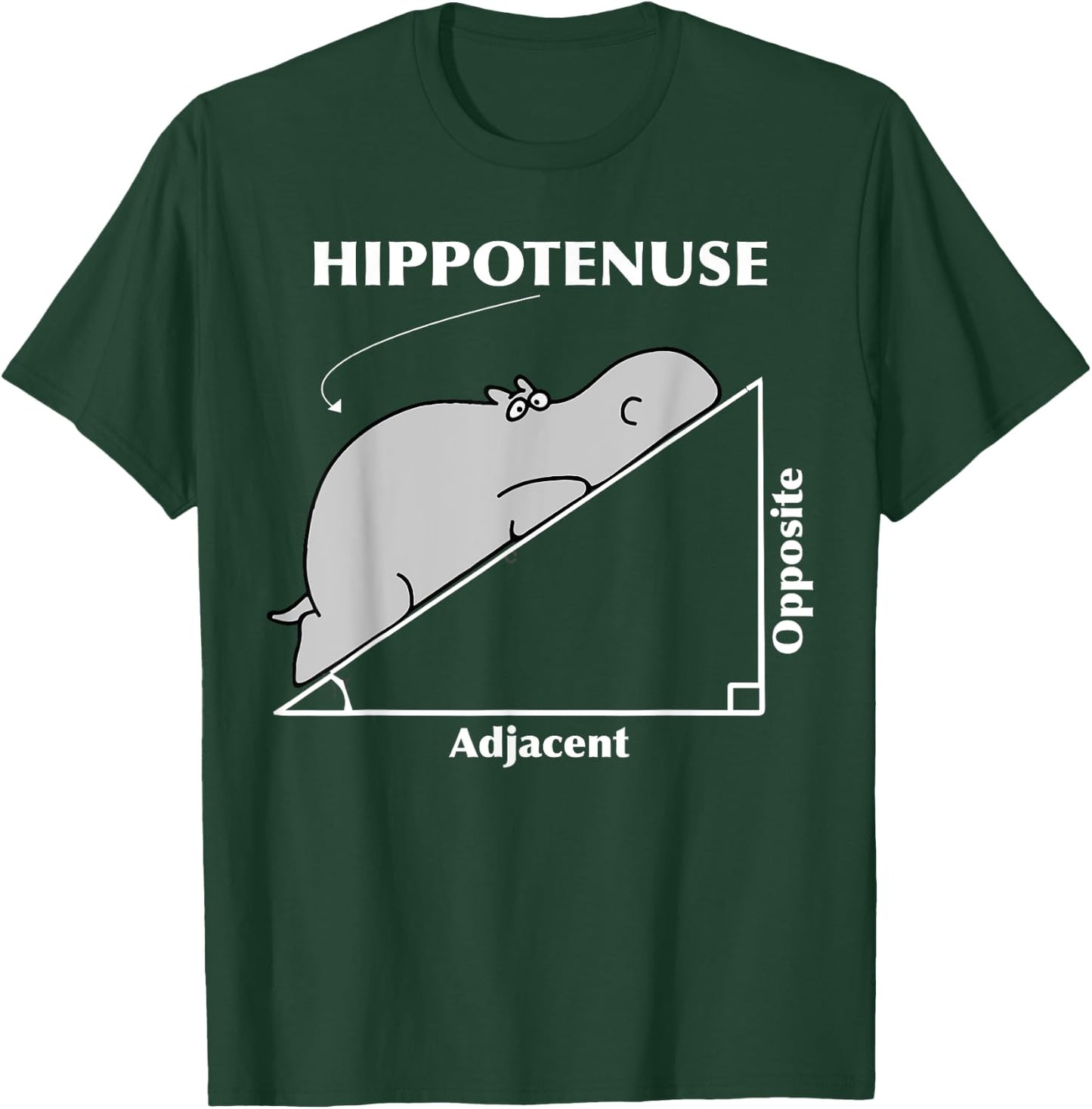 Hippotenuse Adjacent Opposite Hippopotamus Math Art T-Shirt - T-Shirt | Forest