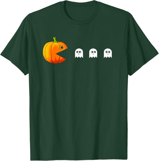 Funny Pumpkin Eating Ghosts Halloween For Boys Girls Kids T-Shirt - T-Shirt | Forest
