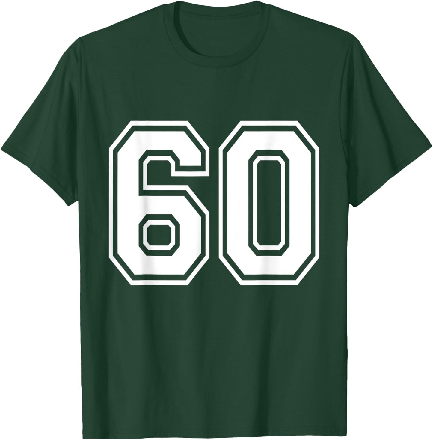 Number 60 Varsity Sports Team Jersey 60th Birthday 60 Years T-Shirt - T-Shirt | Forest