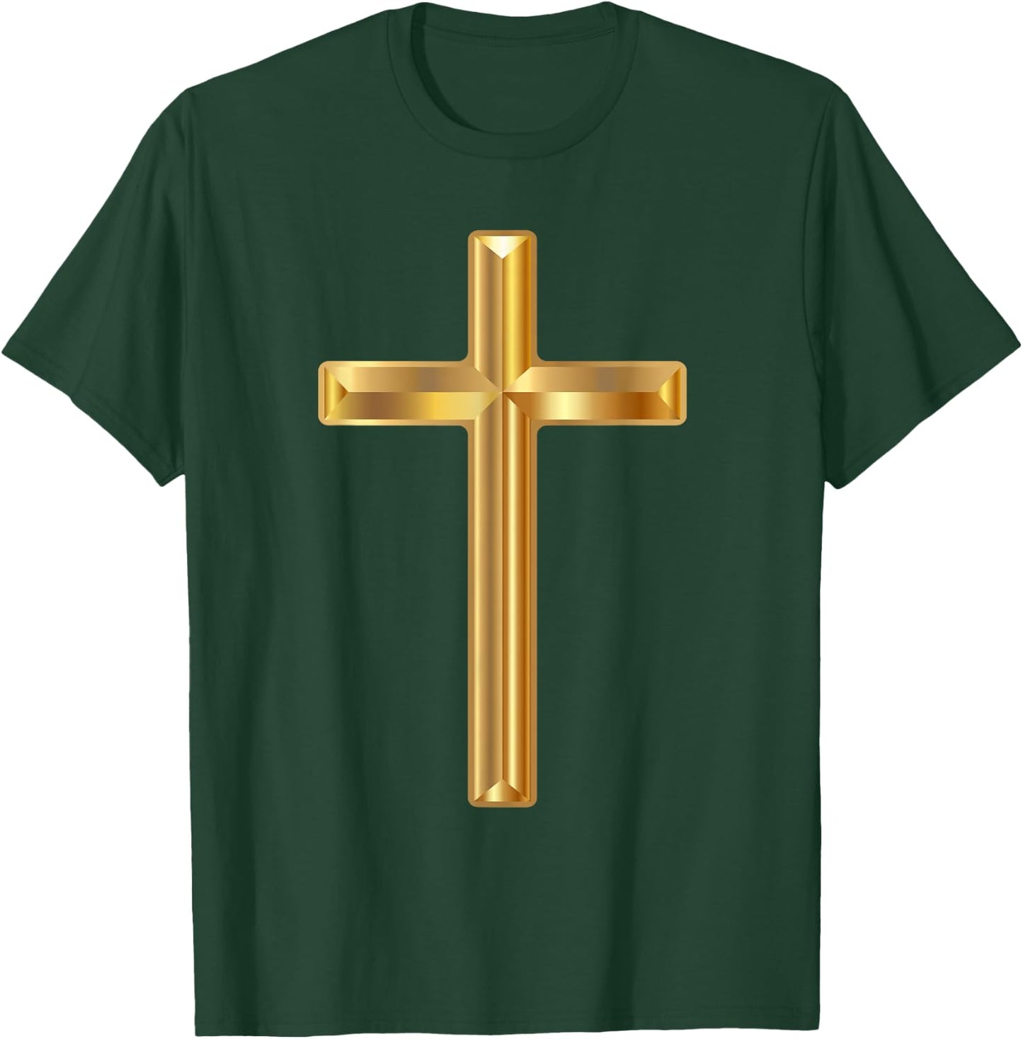 Jesus Holy Cross Gold Cross - Boys' -Adults Black Solid Color Modern Christian Gift - Small - Short Sleeve - Winter - 1 Count - 0 Pockets - Non-Stretchable - Machine Wash T-Shirt - T-Shirt | Forest