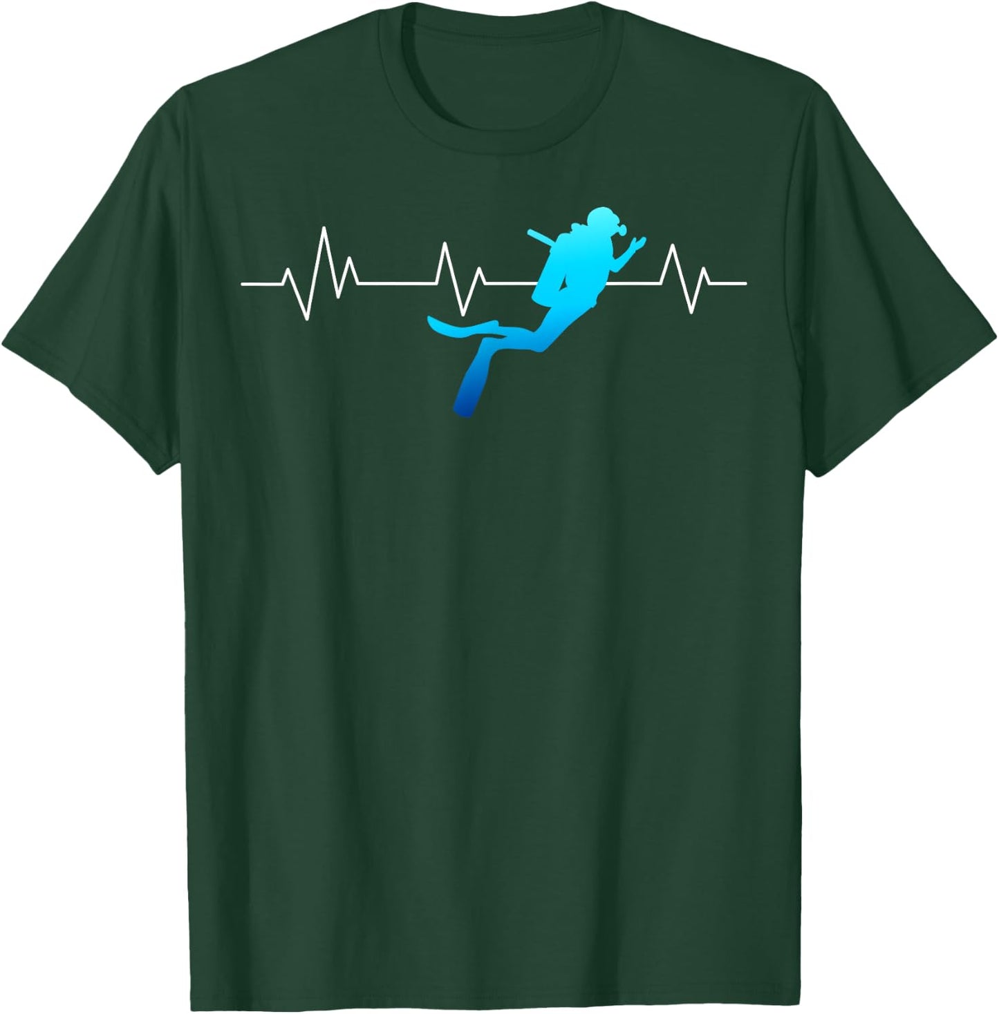 Heartbeat Scuba Diving Diver Underwater Dive Deep-Sea Swim T-Shirt - T-Shirt | Forest
