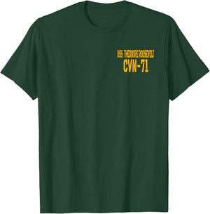 USS Theodore Roosevelt CVN-71 Aircraft Carrier Front&Back T-Shirt - T-Shirt | Forest
