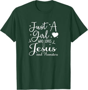 Just A Girl Who Loves Jesus And Hamsters Hamster Mom T-Shirt - T-Shirt | Forest