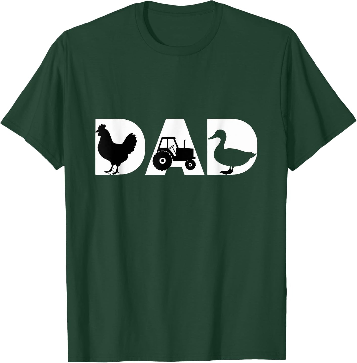 Dad With Tractor Chicken Duck Silhouette T-Shirt - T-Shirt | Forest