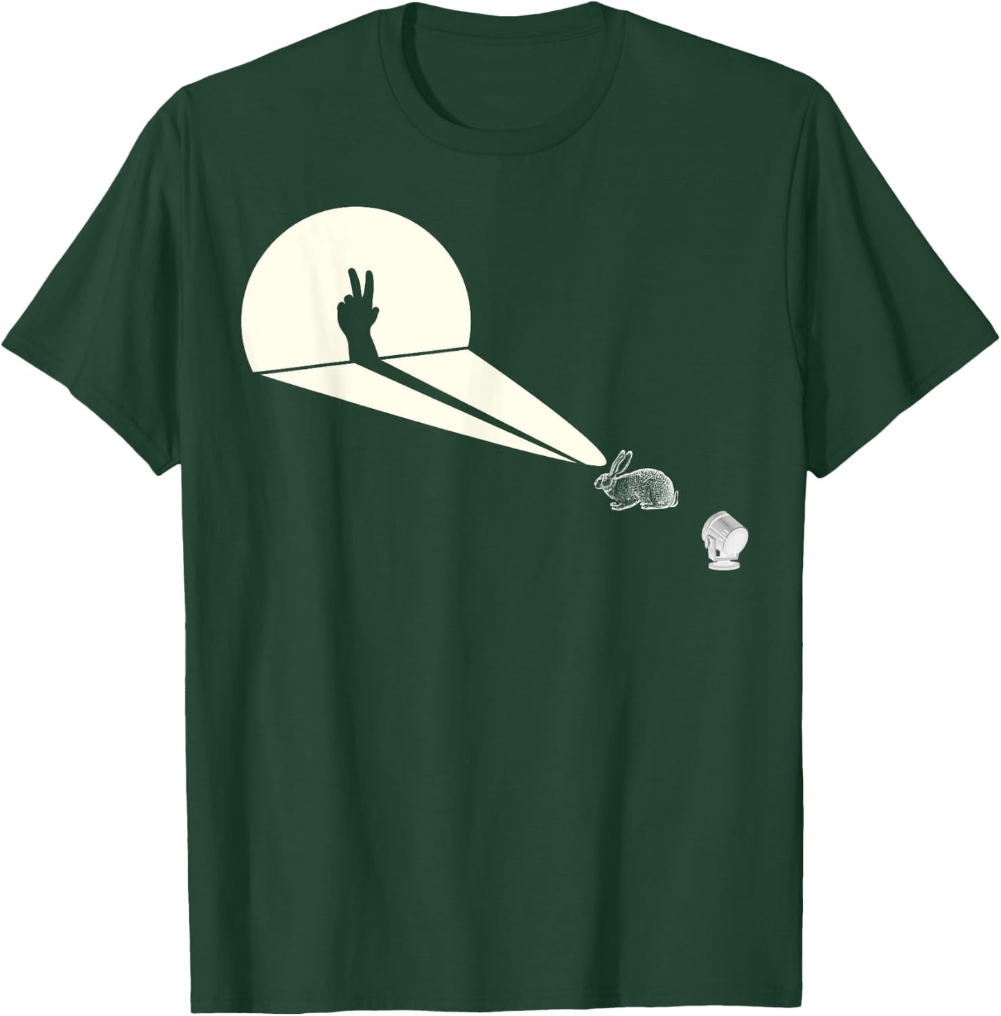 Funny Rabbit Silhouette Hand Shadow Puppetry - Funny Puppet T-Shirt - T-Shirt | Forest