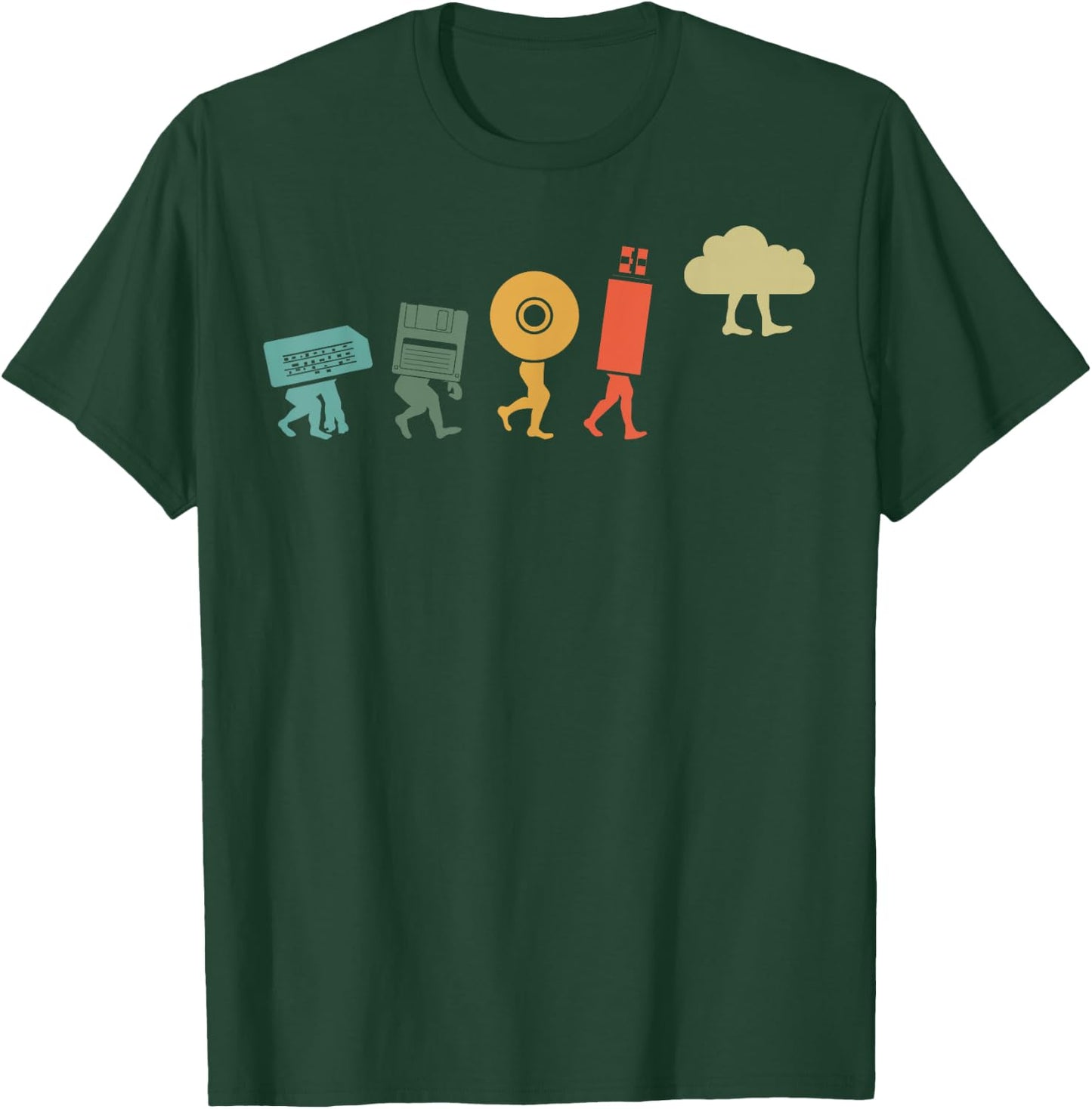 Retro Evolution Of Cloud Computing - Cloud Developer T-Shirt - T-Shirt | Forest