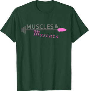 Women Workout Shirt Muscles And Mascara Ladies Fitness T-Shirt - T-Shirt | Forest