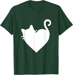 Cute Cat Heart & 5 Colors - White T-Shirt - T-Shirt | Forest
