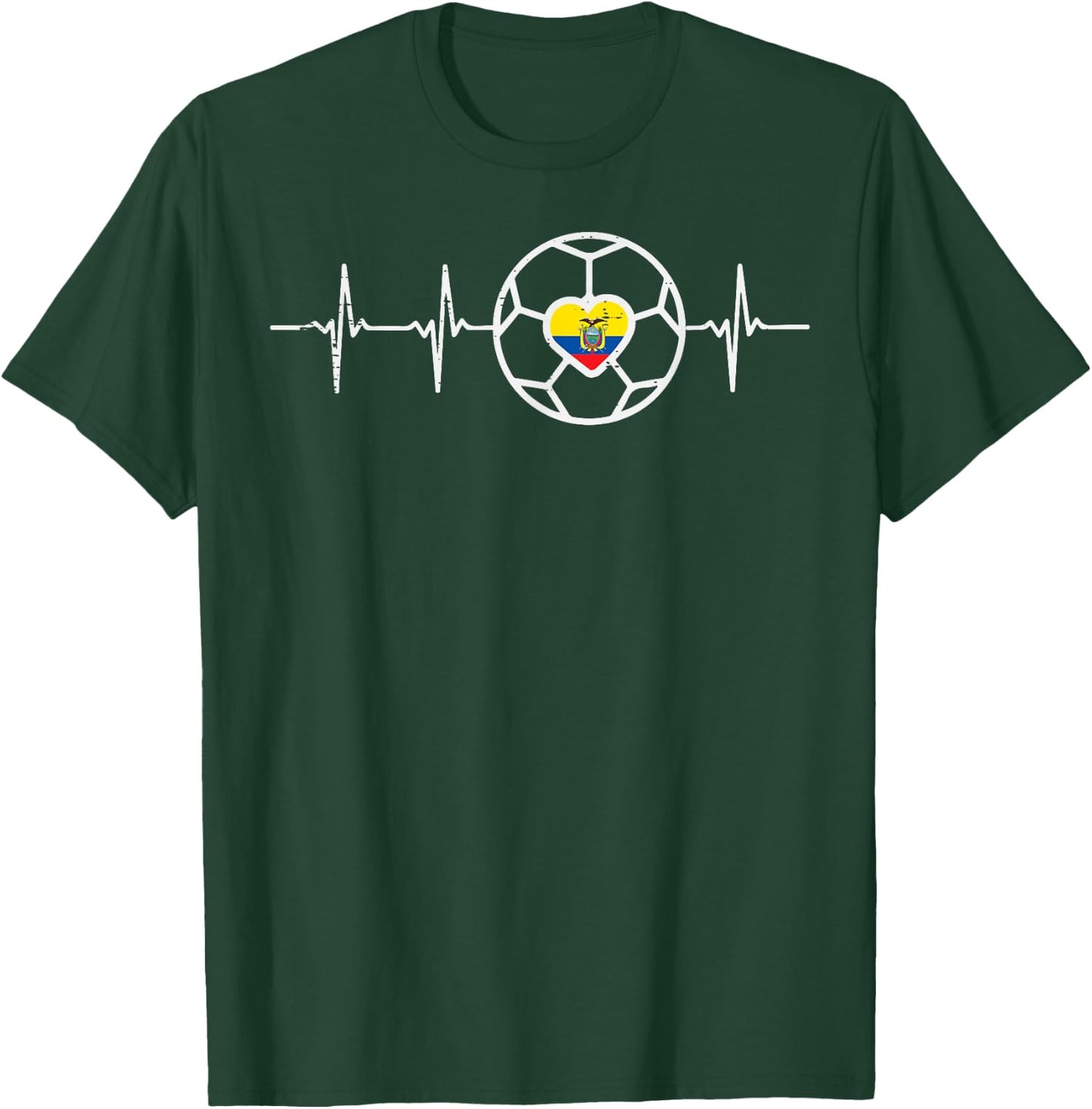 Heartbeat Ecuador Flag Soccer Football Fan Men Women Kids T-Shirt - T-Shirt | Forest