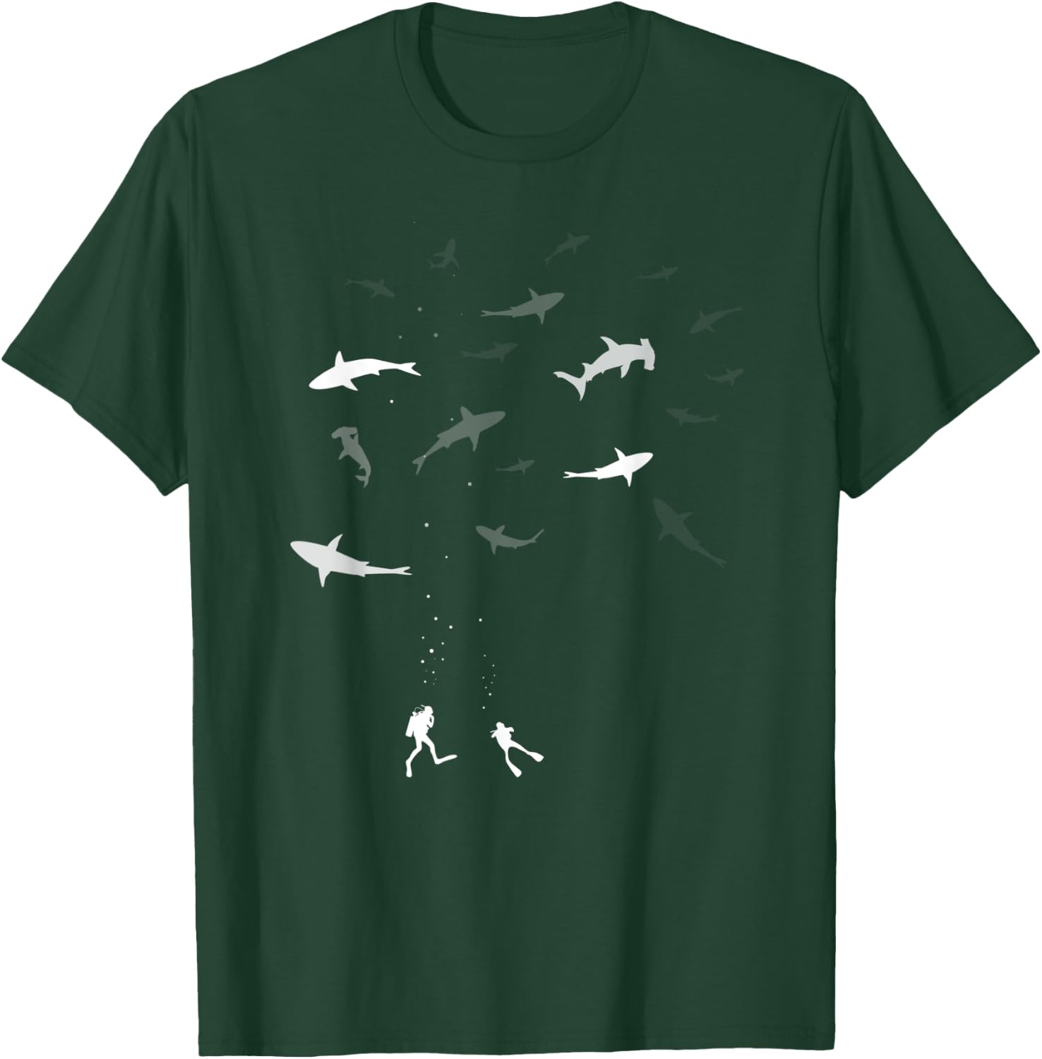 Divers Diving Shark Caribbean Sea Divemaster T-Shirt - T-Shirt | Forest