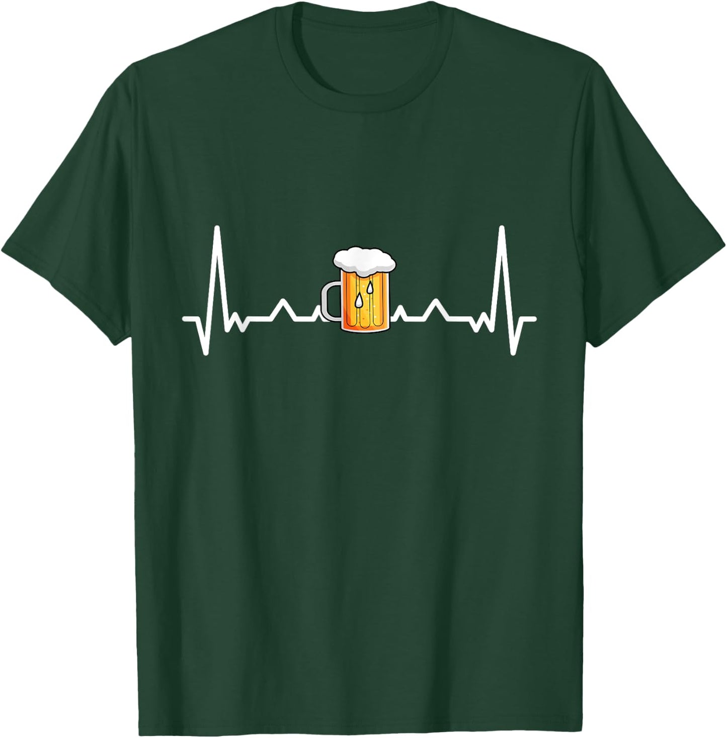 Beer Drinking Alcohol Heartbeat Gift T-Shirt - T-Shirt | Forest