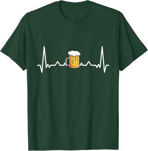 Beer Drinking Alcohol Heartbeat Gift T-Shirt - T-Shirt | Forest