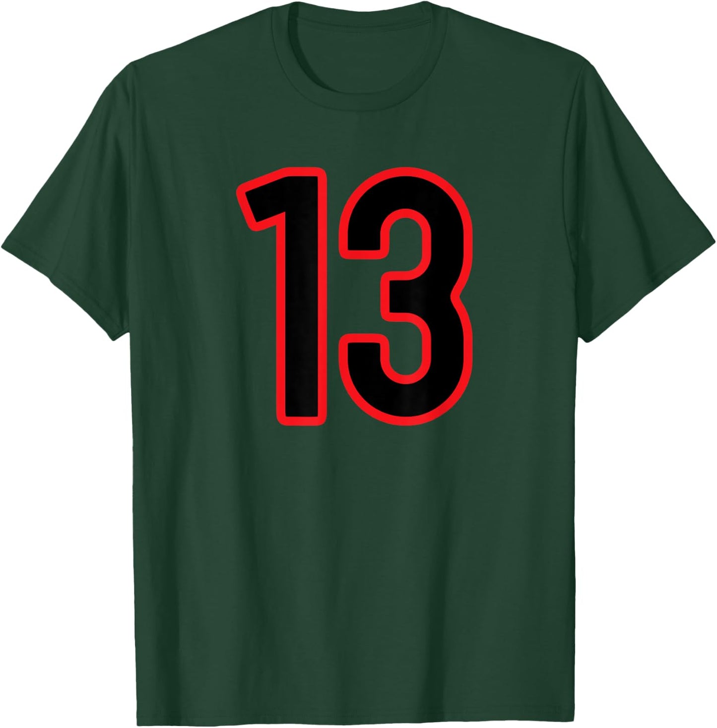 Number #13 Sport Red Black Varsity Team Number T-Shirt - T-Shirt | Forest